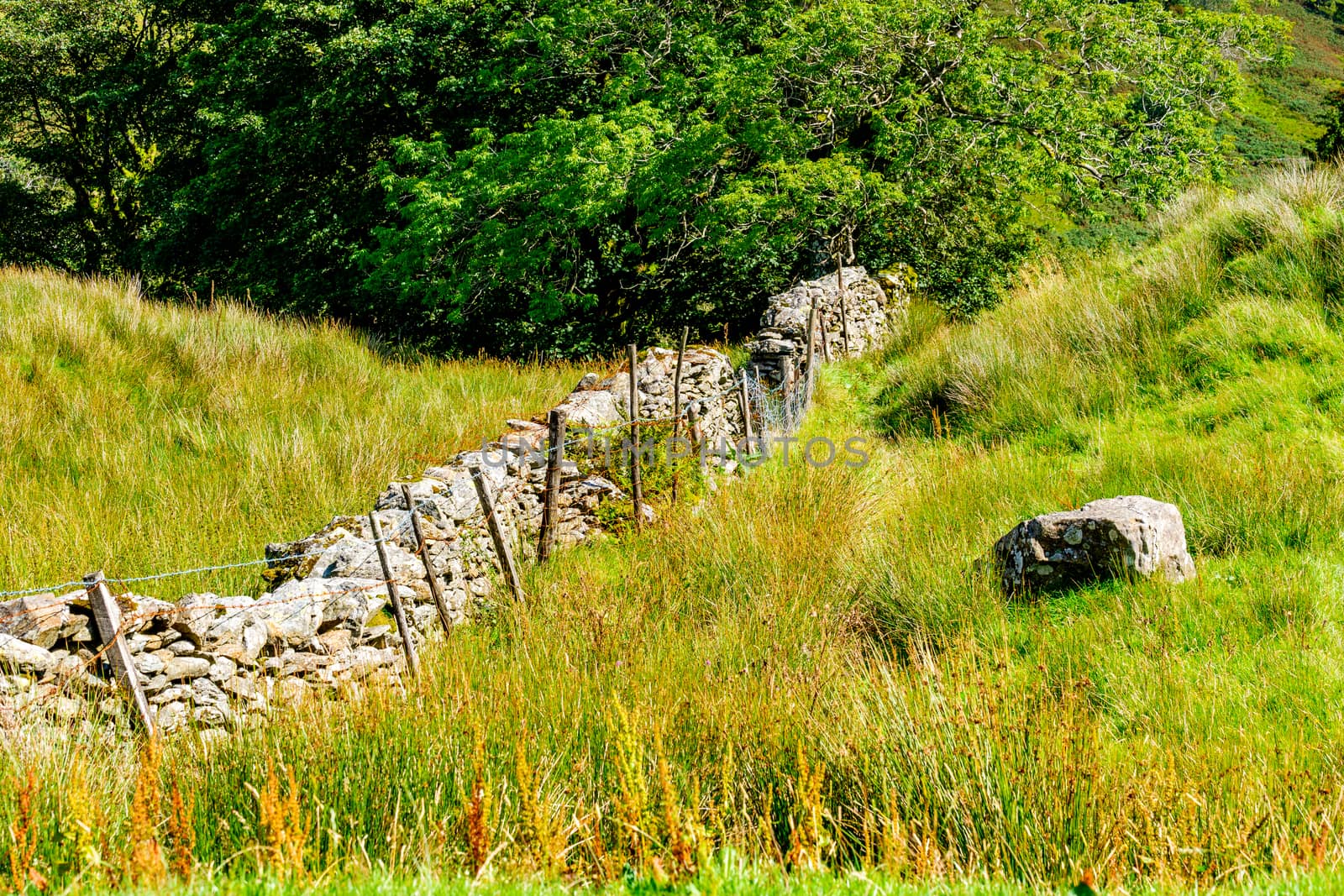 Typical dry stone wall in the countryside of The Lake District