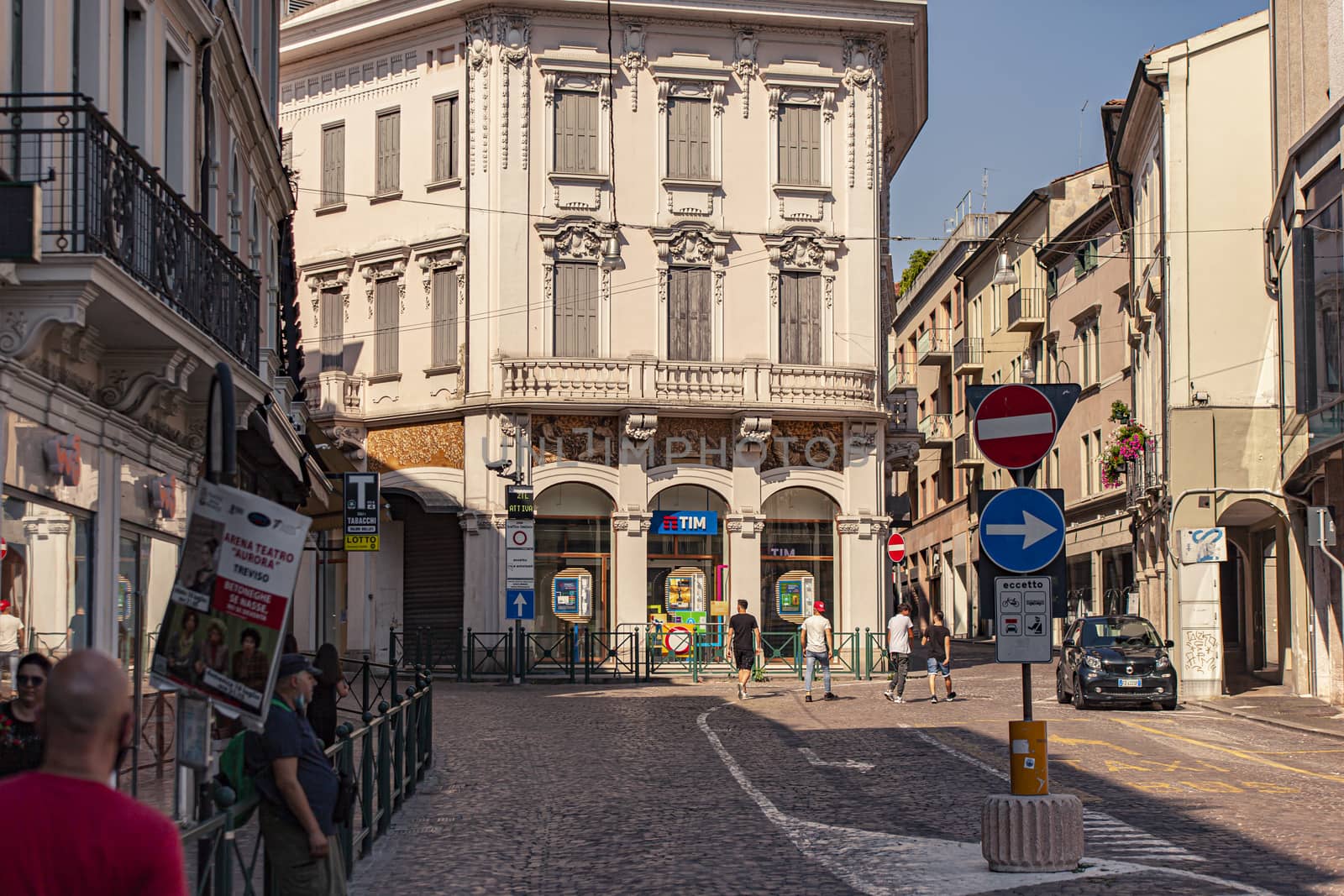 TREVISO, ITALY 13 AUGUST 2020: Landscape of buildings in Treviso in Italy