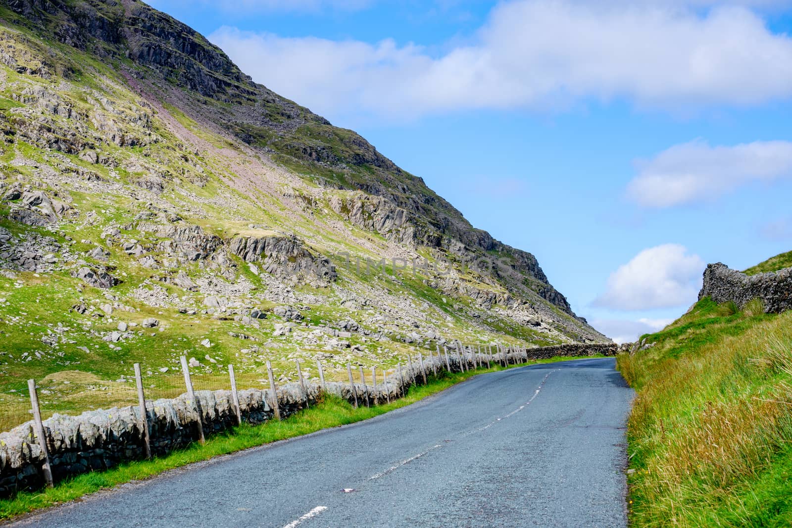 The Kirkstone Pass road in the English Lake District, UK