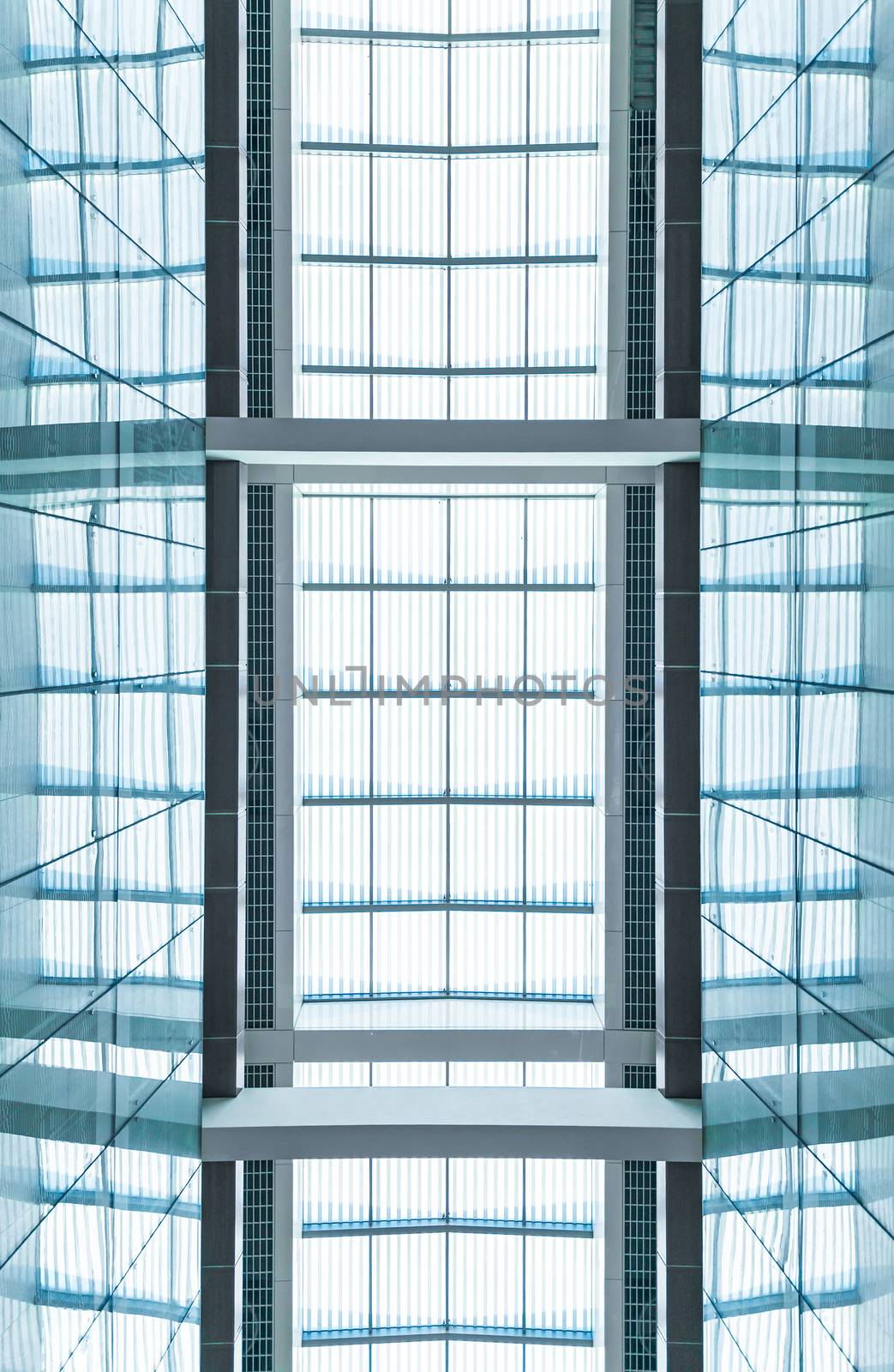 Modern blue glass roof. Abstract background. by Yolshin