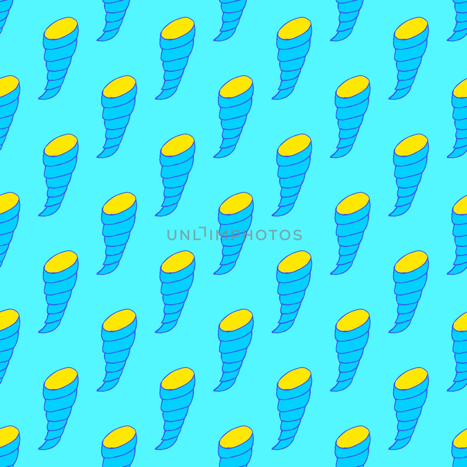 Seamless seashell pattern on the cyan background