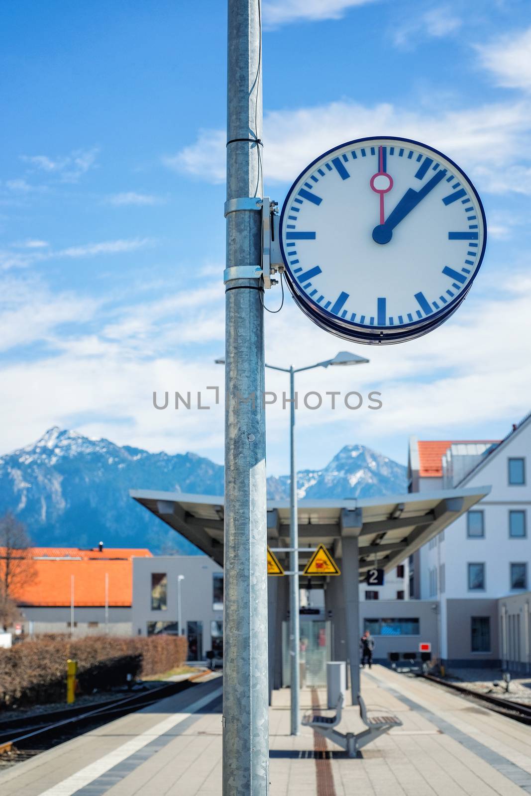 Vintage clock in train station by Surasak