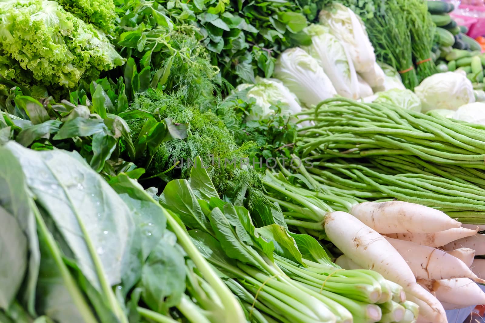 Image of Fresh Ripe Organic Vegetables in local market, Thailand
