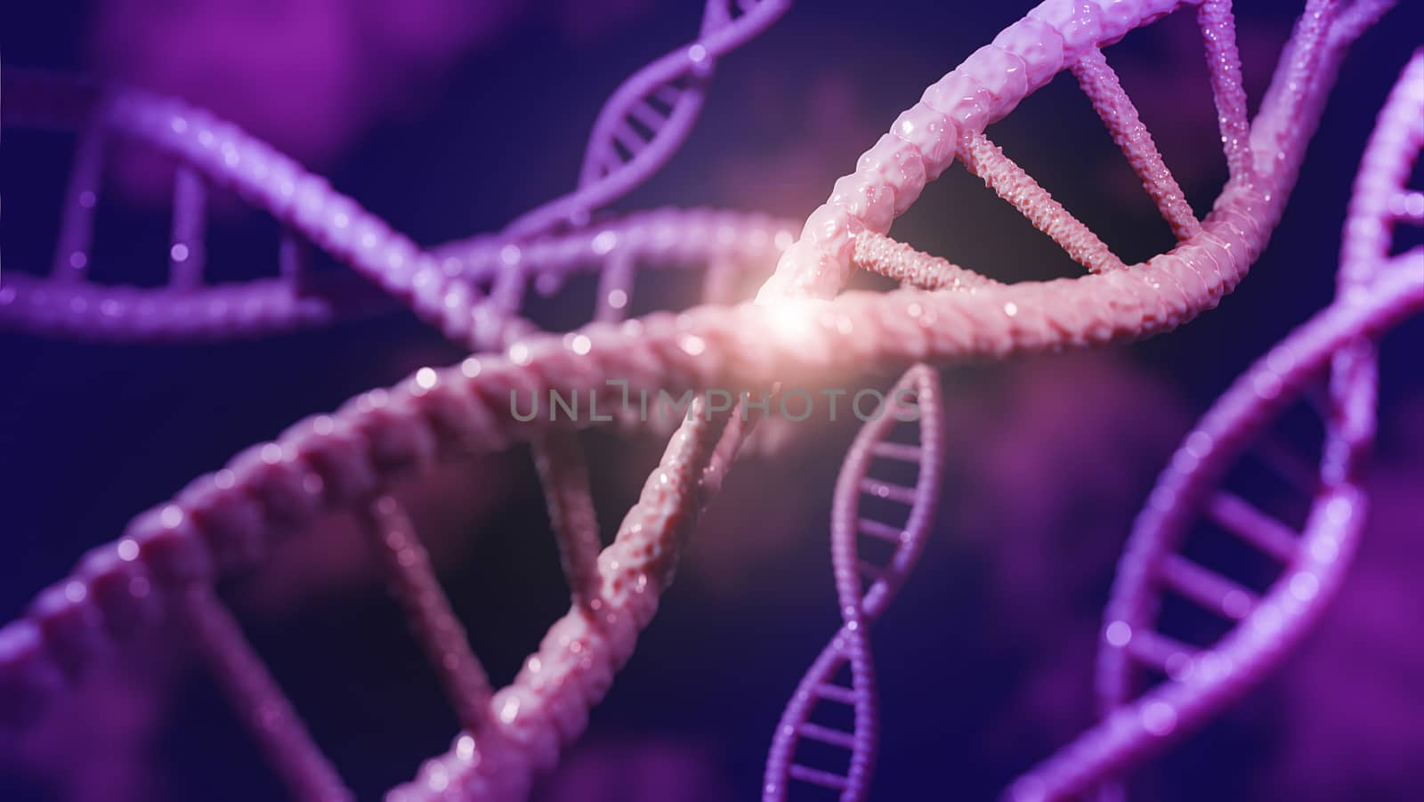 Concept of biochemistry with dna molecule.,3d model and illustration. by anotestocker