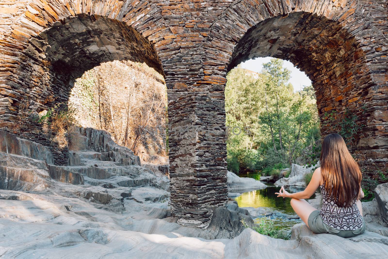 woman doing yoga in nature