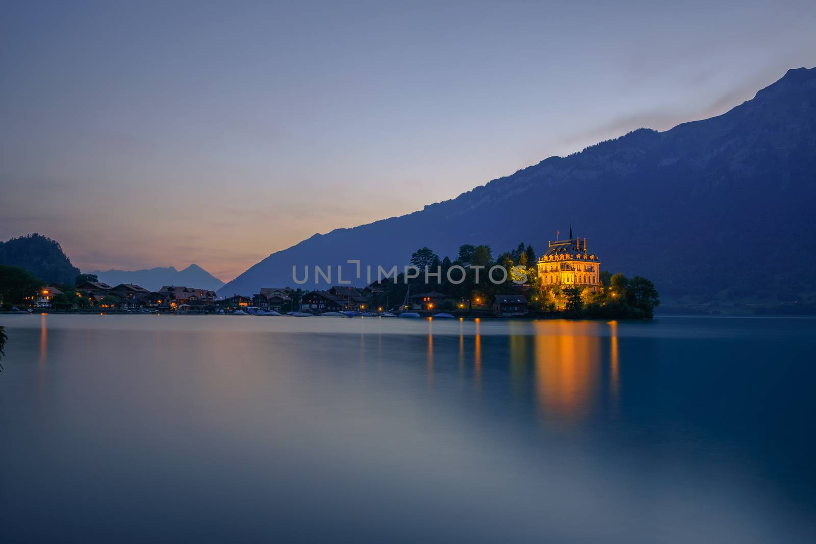 Iseltwald peninsula and former castle in Switzerland by nickfox