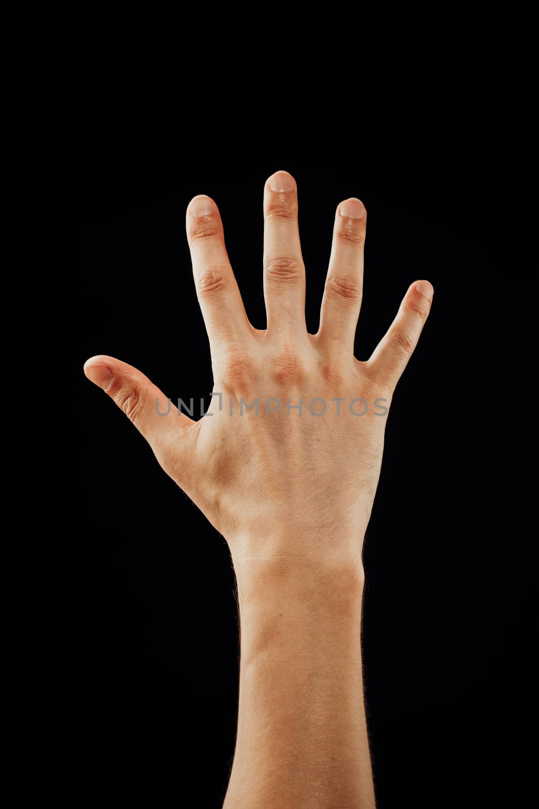male hand, isolated on black