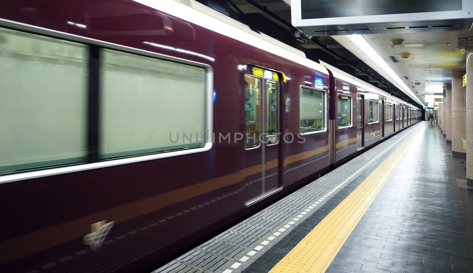 Old and dirty train platform or underground subway station in Osaka city Japan.