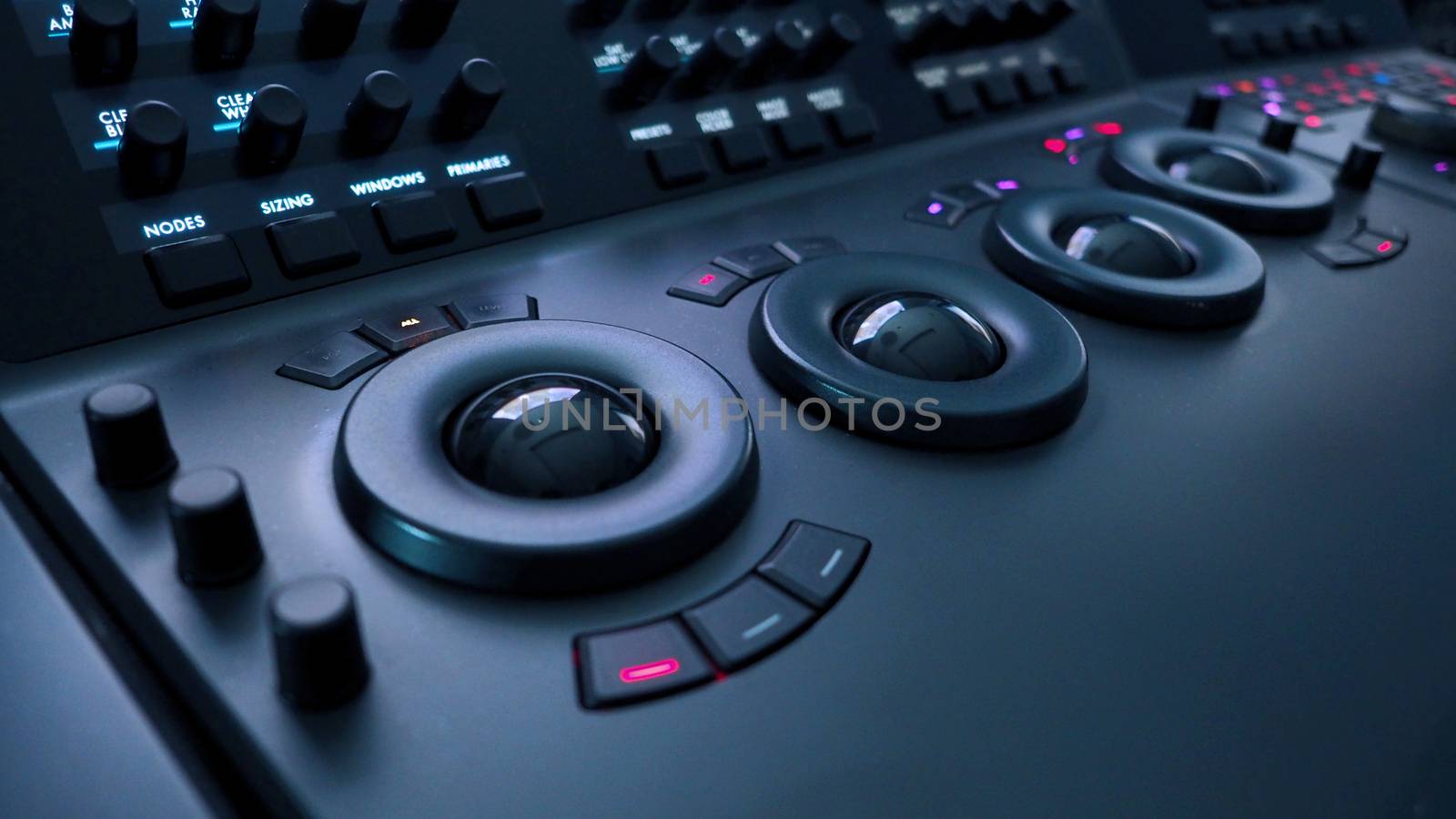 Telecine color grading control machine for film director edit or adjust color on digital video movie in post production stage.