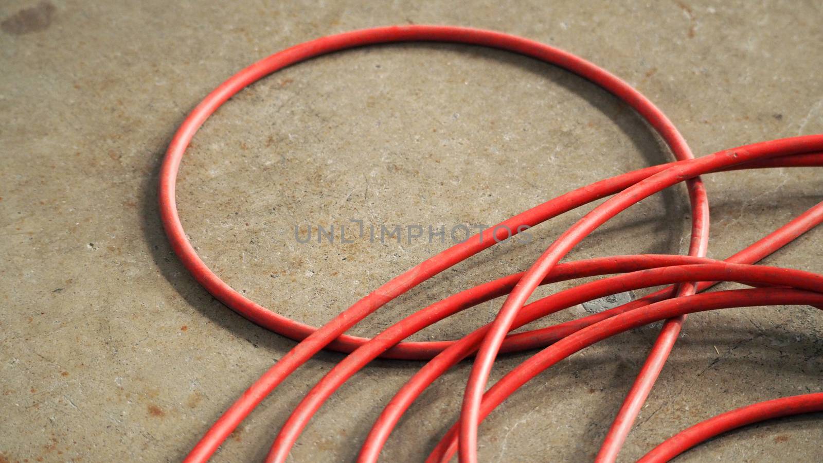 Red color electric power wire cable. by gnepphoto