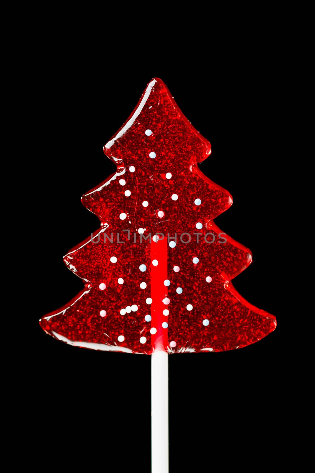 Christmas tree candy, isolated on black
