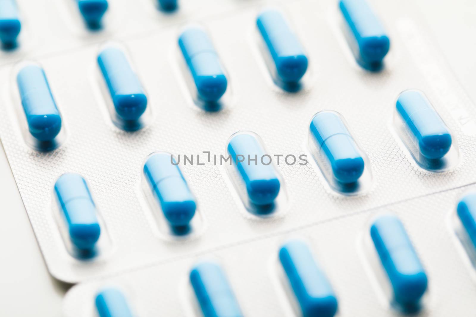 blue capsule pills blister pack
