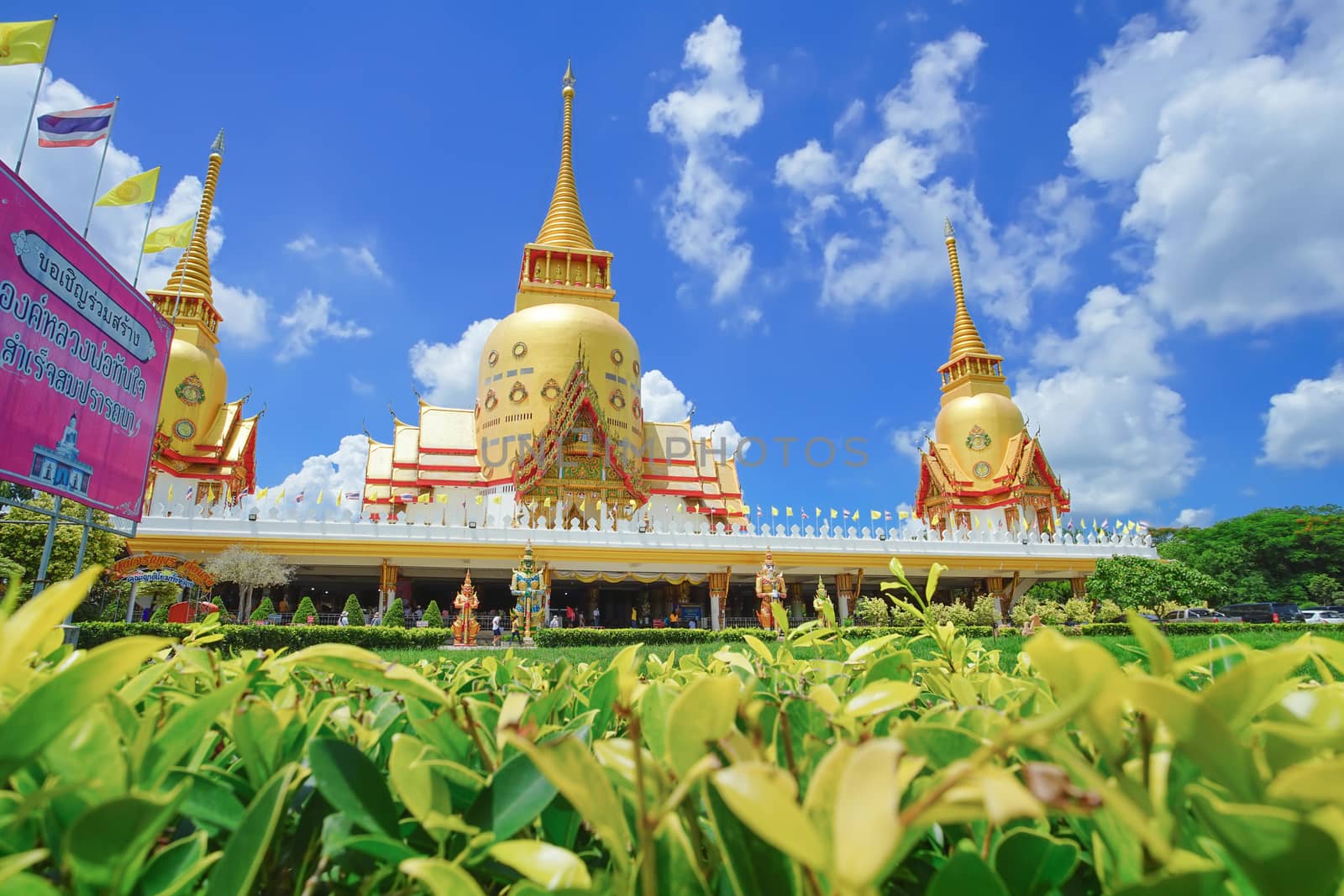 Chachoengsao, Thailand - July 27, 2020: Beautiful scene in Wat Phrong Akat Temple. This famous temple is in Bang Nam Priao district, Chachoengsao province, Thailand.