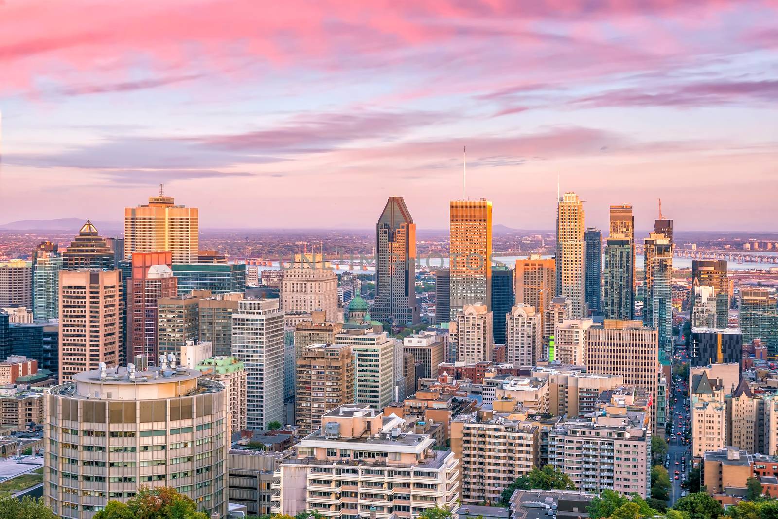 Montreal from top view at sunset in Canada by f11photo