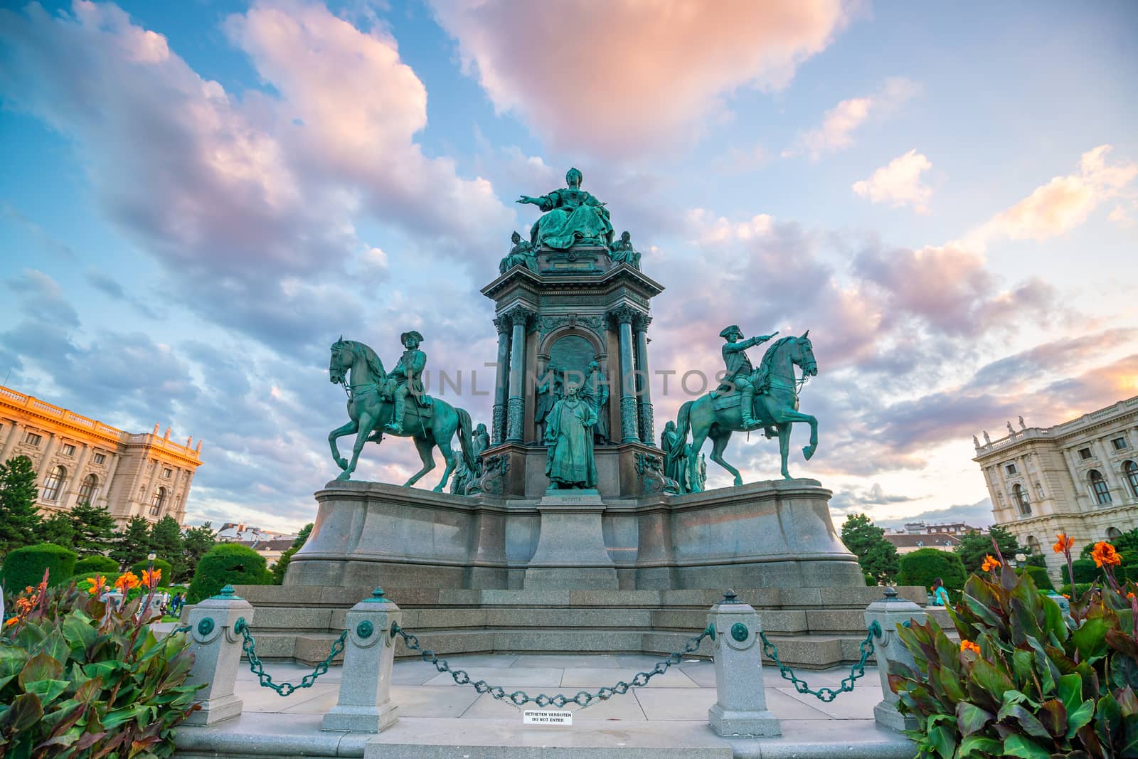 Beautiful view of famous Naturhistorisches Museum (Natural History Museum) at sunset in Vienna, Austria