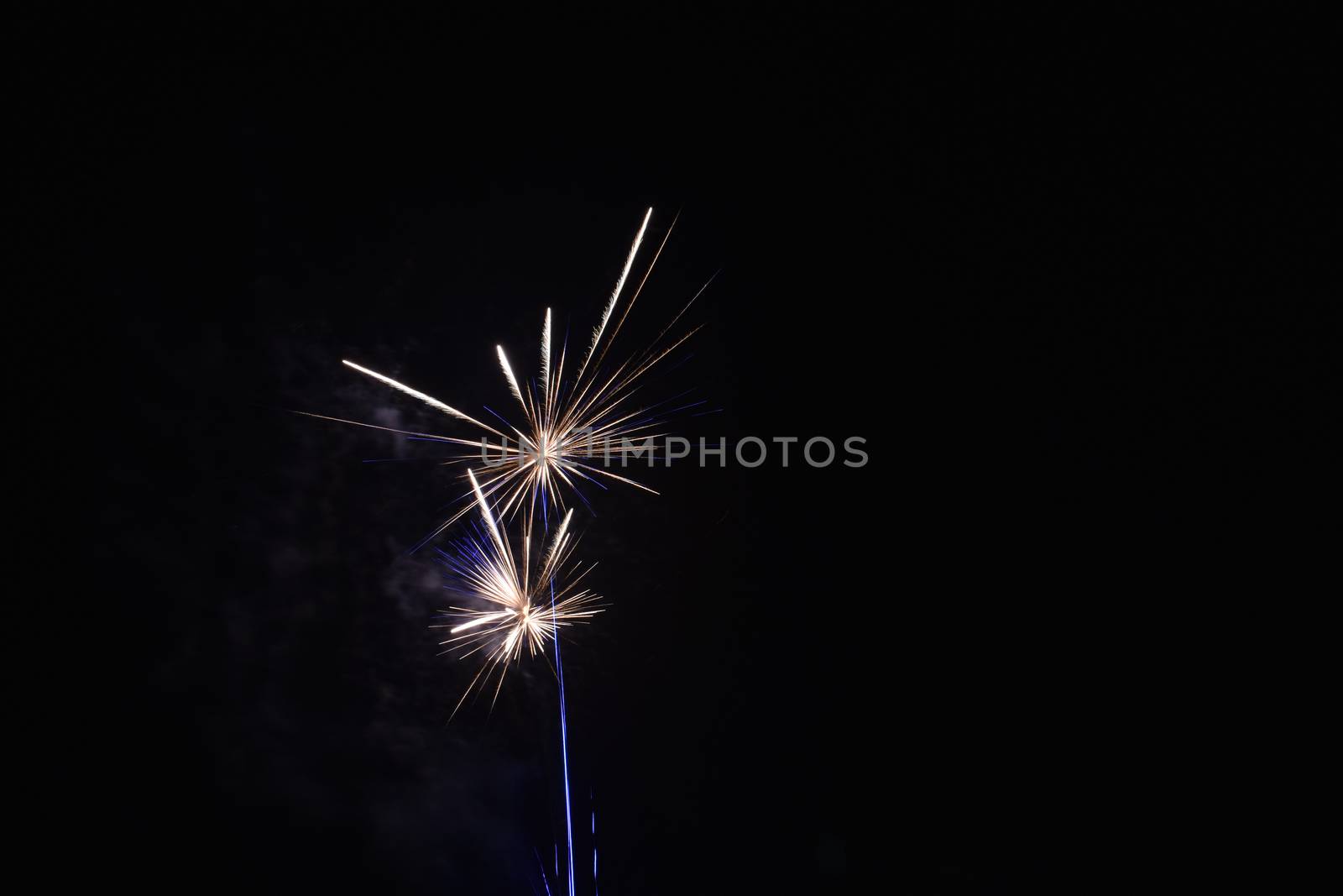 An Explosion of Bright Fireworks on a Pure Black Sky on the Fourth of July