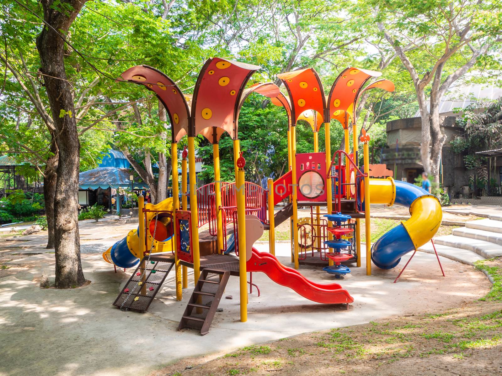 The Colorful playground on yard in the park.