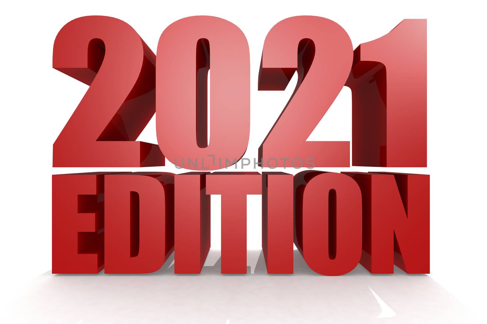 Edition 2021 word with isolated background, 3d rendering