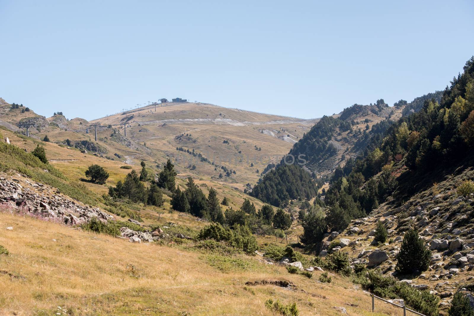 Sunny day in Els Cortals de Encamp on Andorra, Pyrennes Mountians.