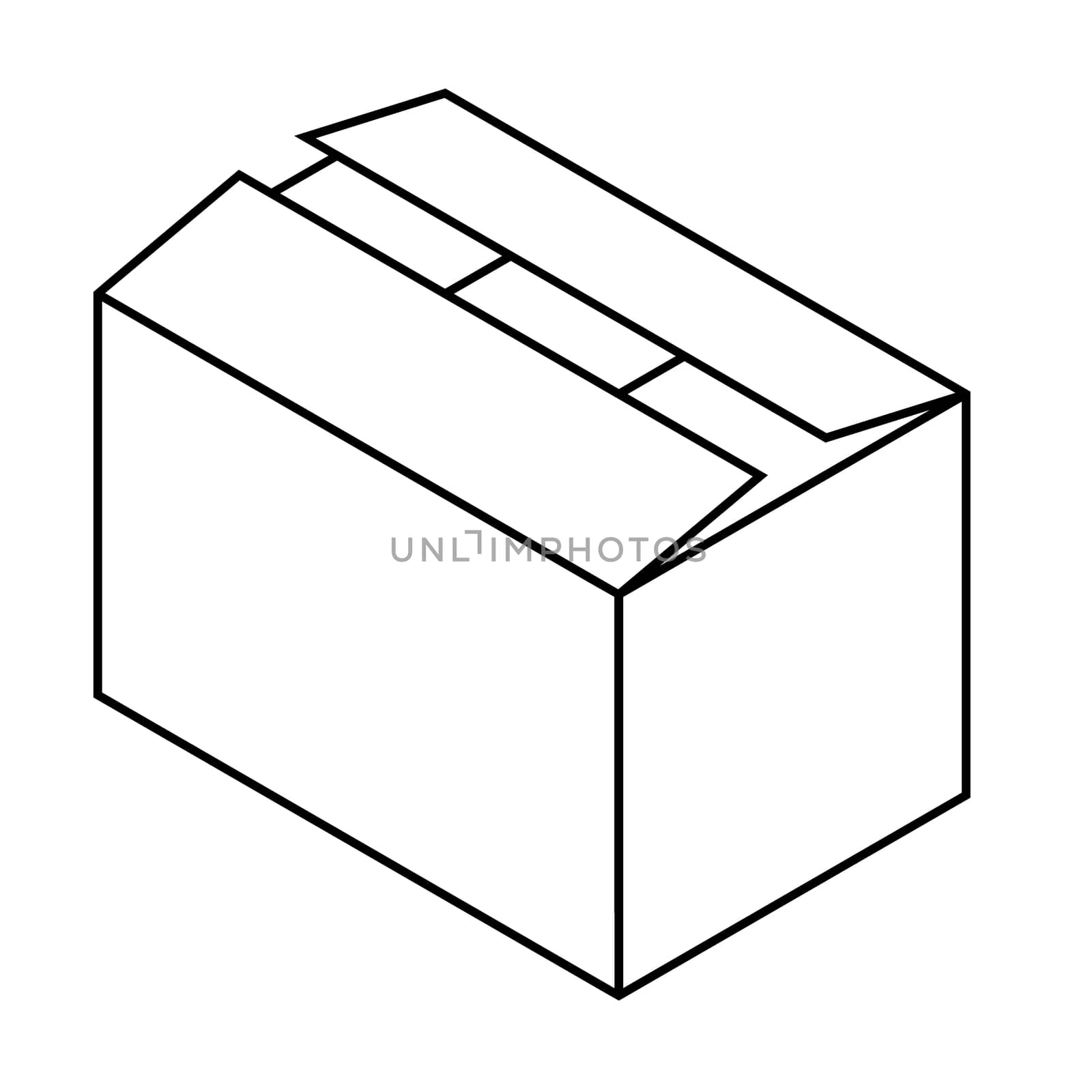 lineart box illustration in black over white