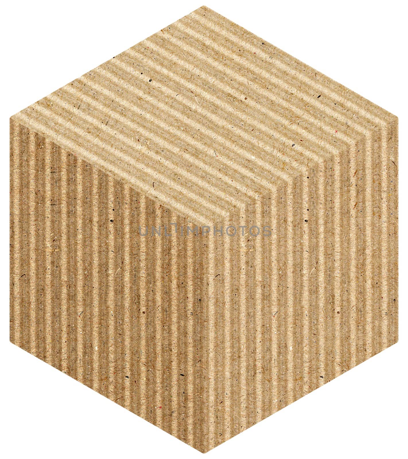 brown corrugated cardboard cube isolated over white background