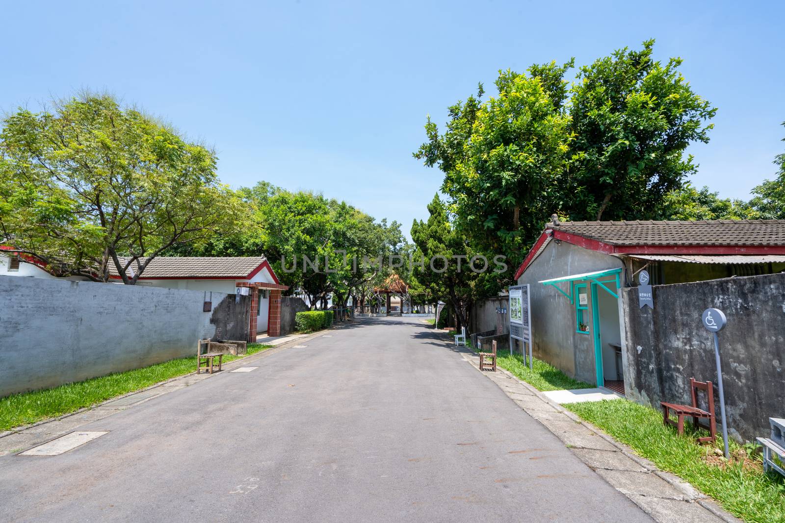 Taoyuan, Taiwan - Sep. 02, 2020: Matsu New Village Art Park in , traditional house of a cultural asset preservation heritage in Zhongli District, military dependents' village.