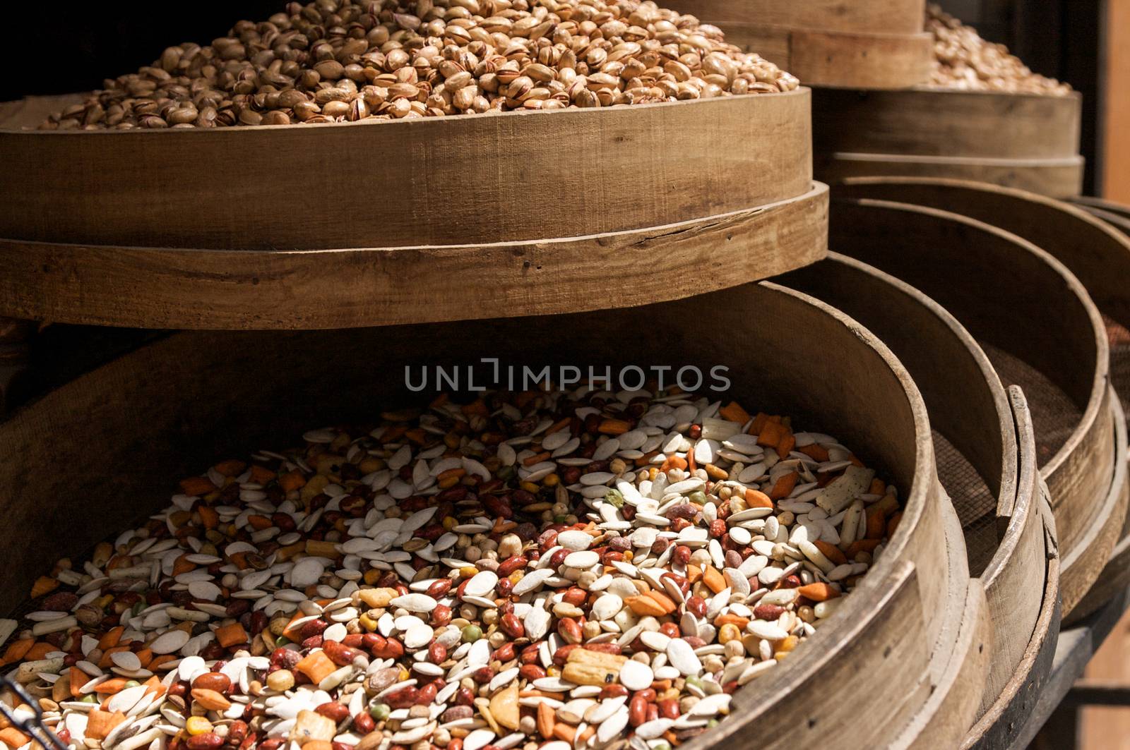 The Al-Hamidiyah Souq, Damascus Syria 04/12/2009 almond nuts in the main market by kgboxford