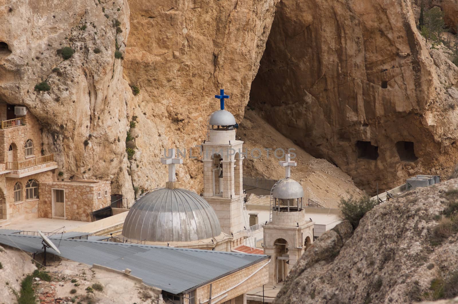 Maaloula, Syria 04/14/2009 was a small Christian town with a monastery and Convent of Saint Thecla before the war now and now in ruins. Greek Orthodox and catholic monastery and conventHigh quality photo