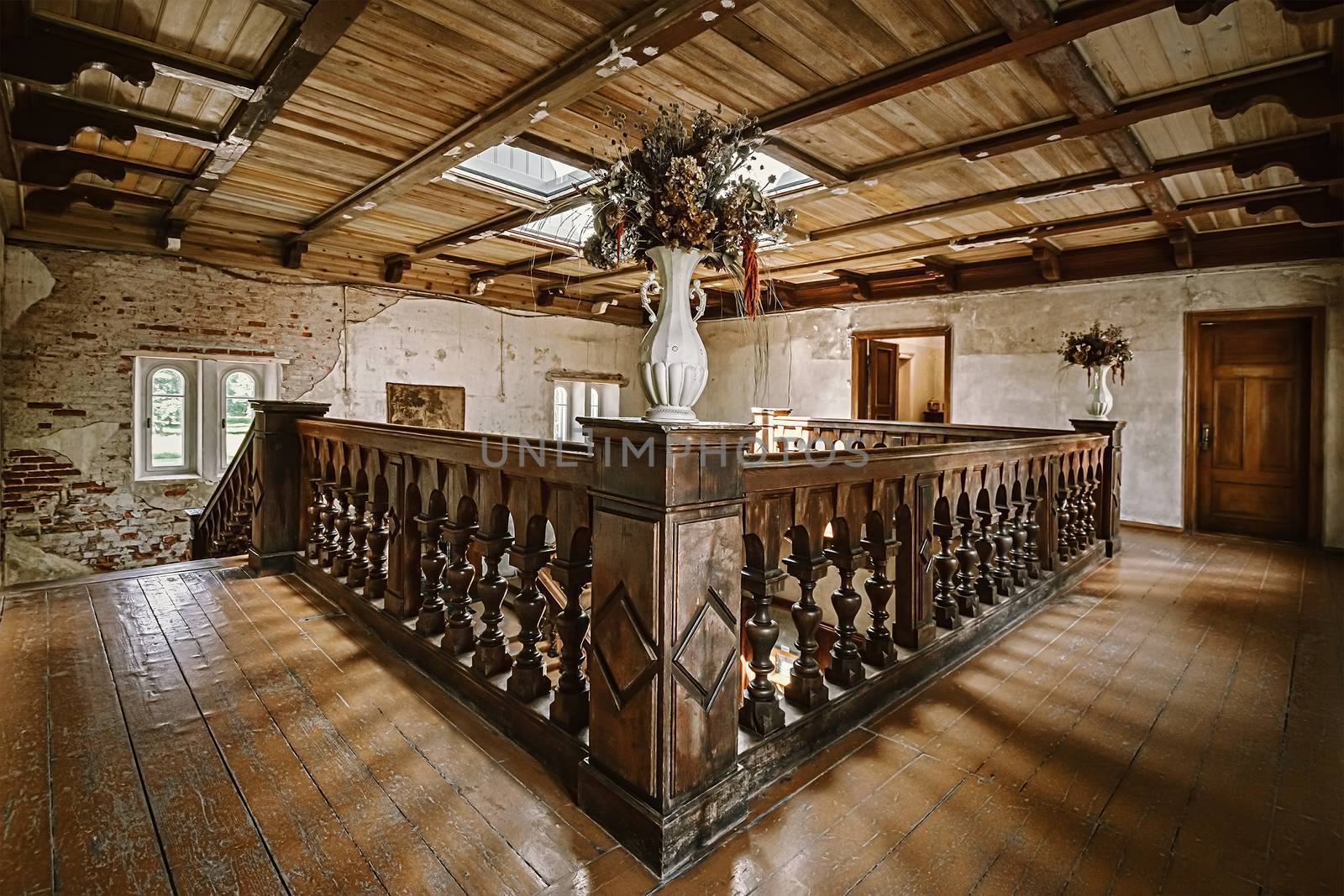 Bouquet of dried flowers in an abandoned palace