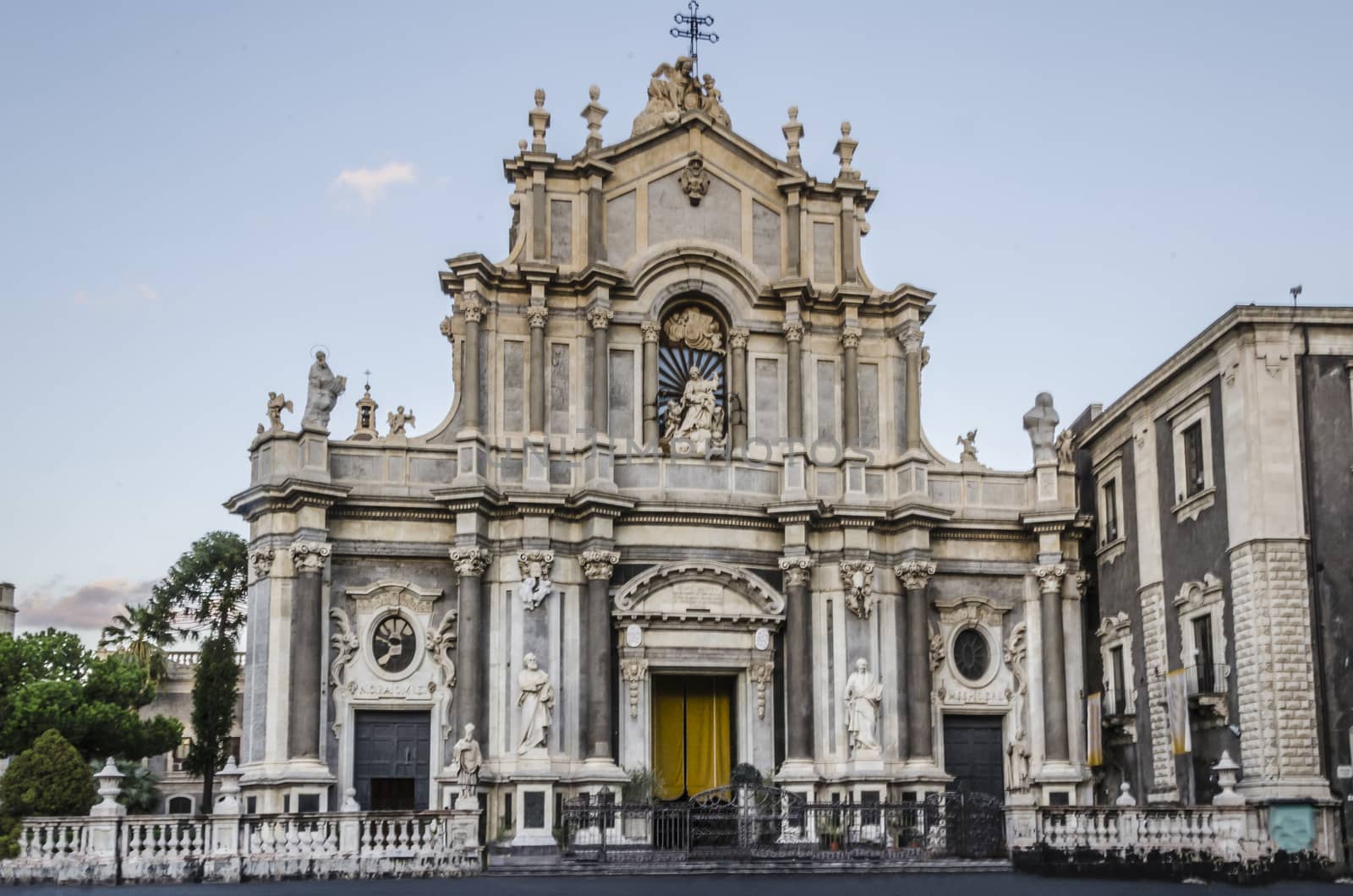 Central square and facade of the cathedral of the city of catania sicily italy