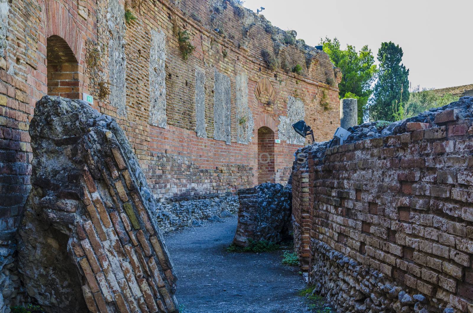 detail ancient theater greek of taormina italy by MAEKFOTO