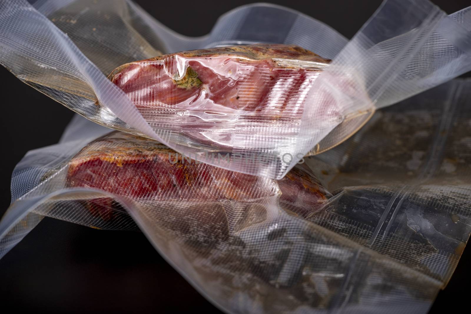 pastrami meat packed in plastic bags
