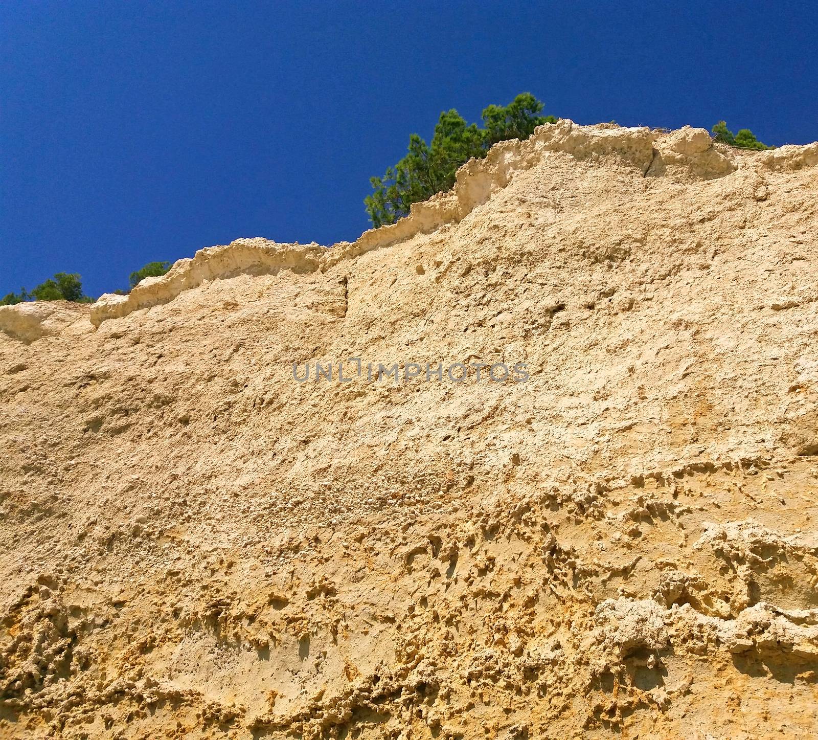 beautiful lanscape with cliff in Greece and clear blue sky