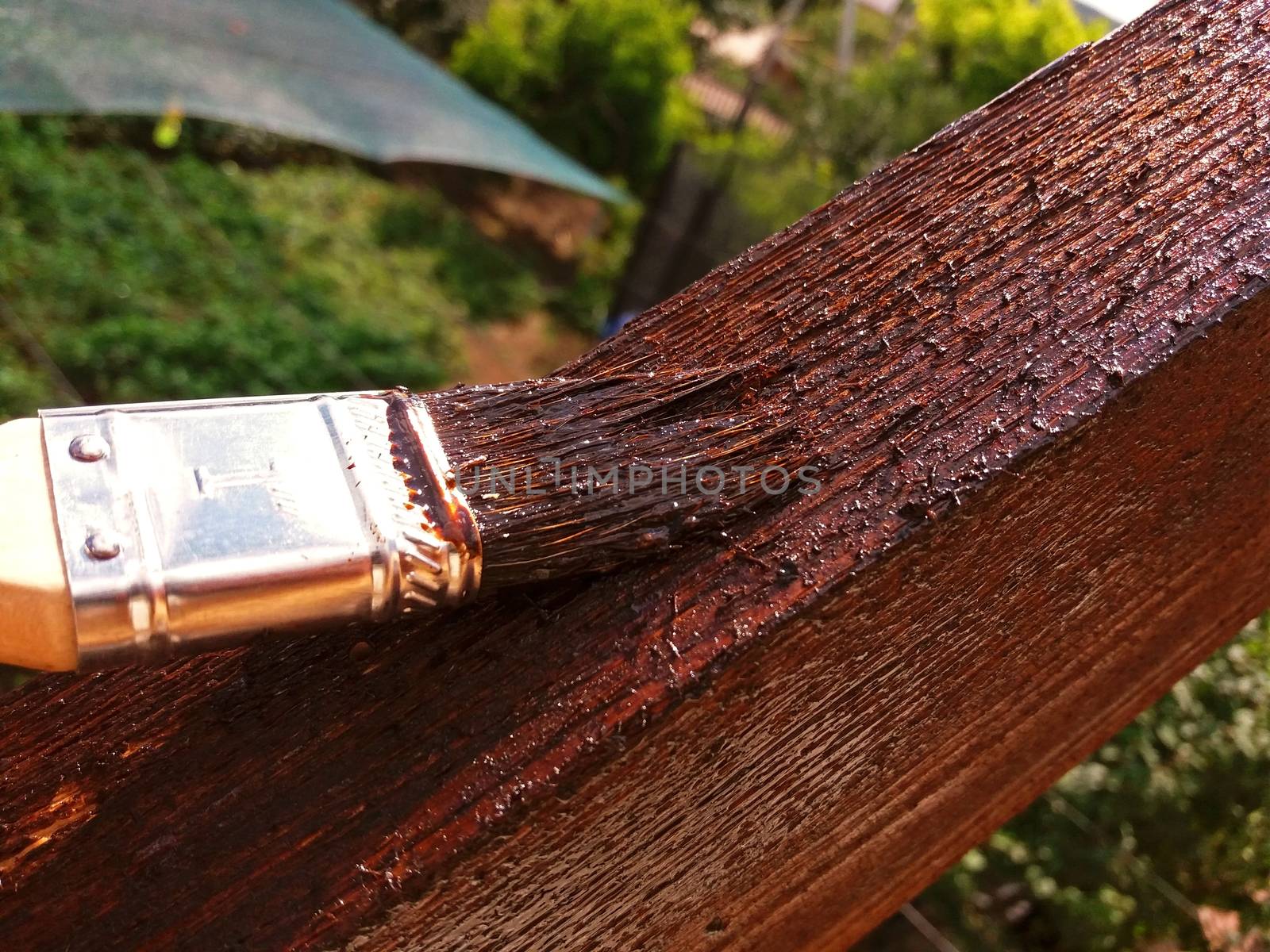 Painting wood on the roof