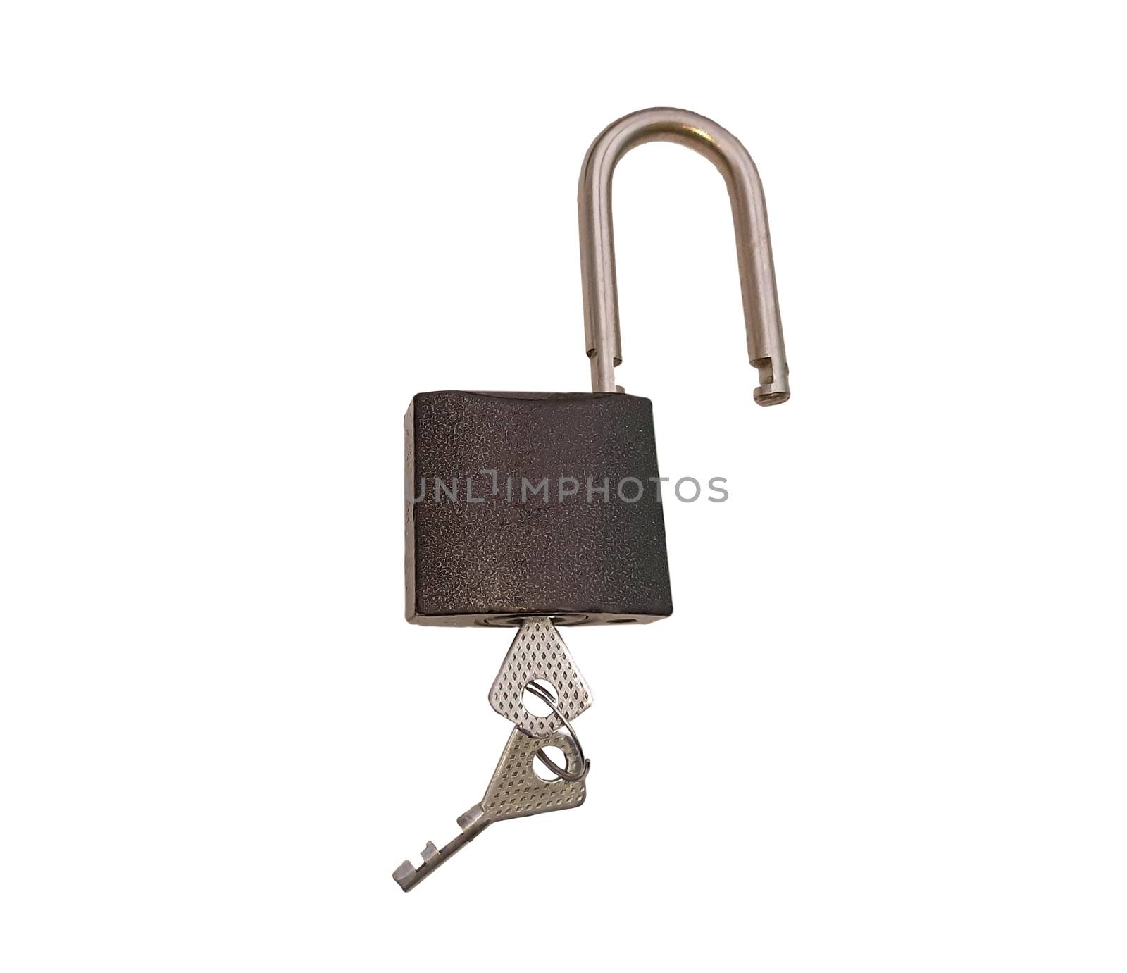 A padlock and the key on a white background by Mindru