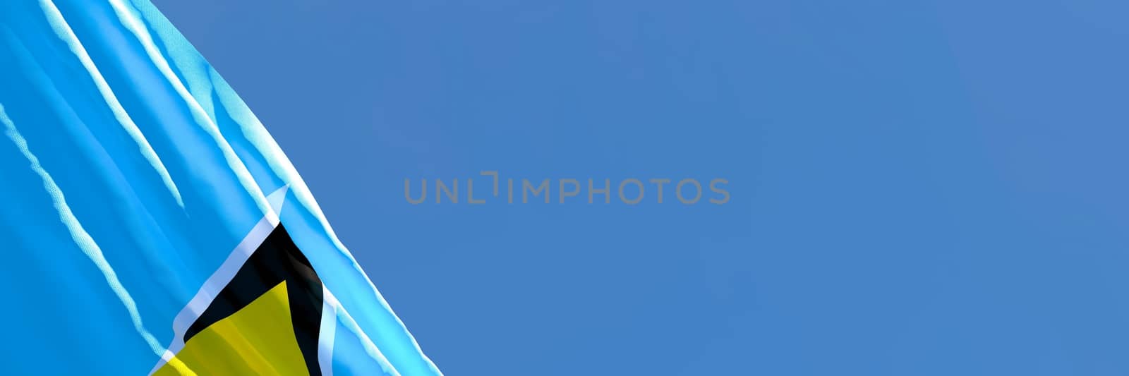 3D rendering of the national flag of Saint Lucia waving in the wind by butenkow