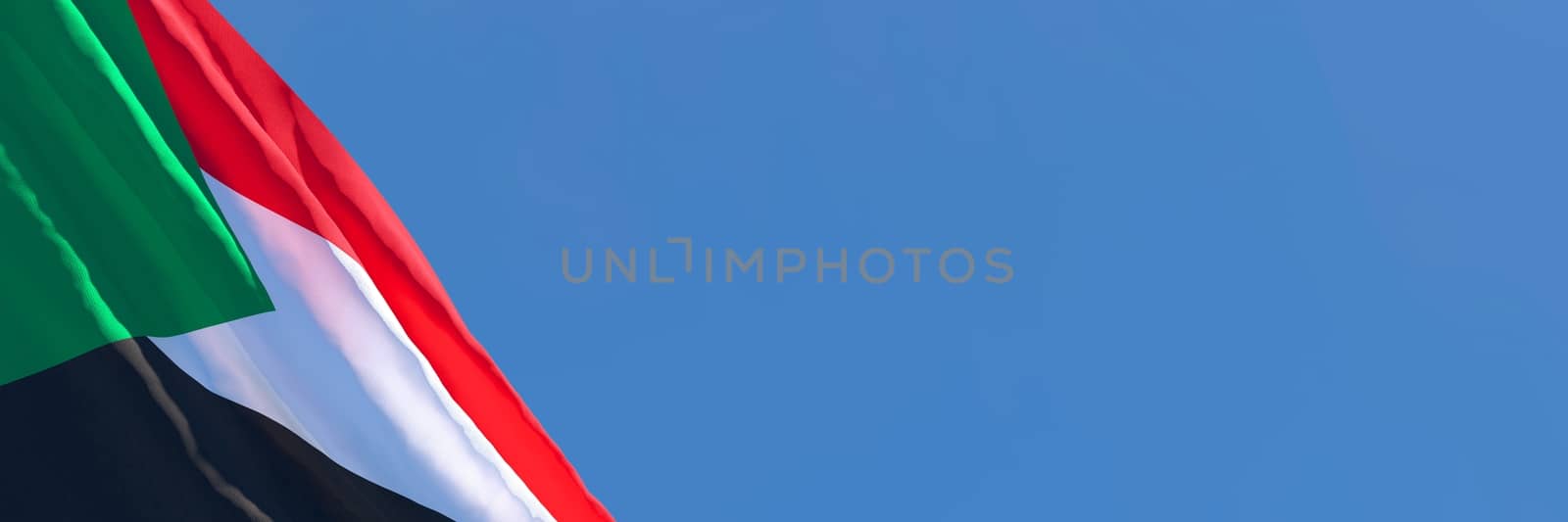 3D rendering of the national flag of Sudan waving in the wind by butenkow