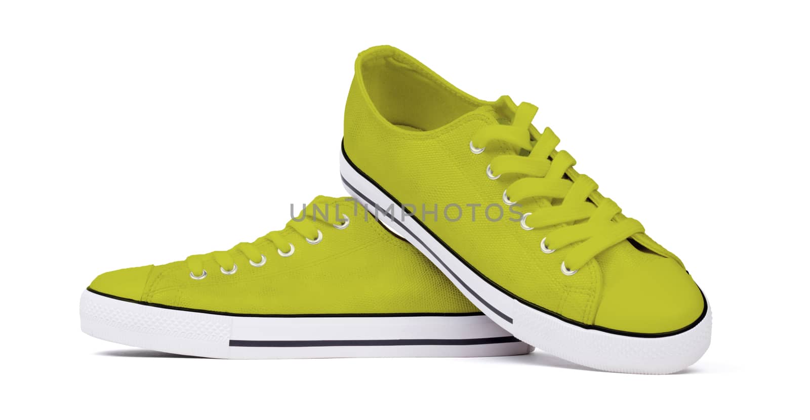 Shoes isolated on white background - Yellow by michaklootwijk