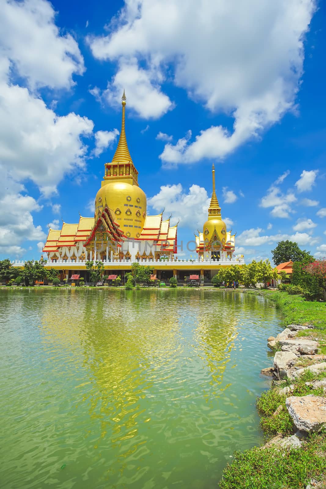 Beautiful scene in Wat Phrong Akat Temple. This famous temple is in Bang Nam Priao district, Chachoengsao province, Thailand.