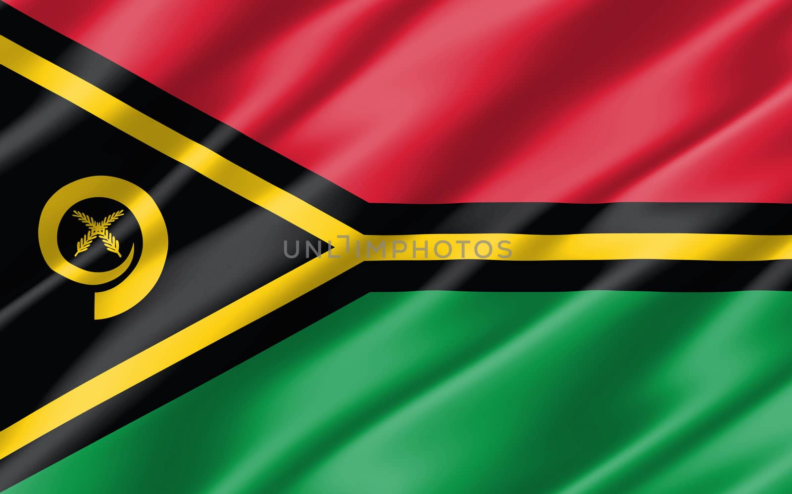 Silk wavy flag of Vanuatu graphic. Wavy ni-Vanuatu flag illustration. Rippled Vanuatu country flag is a symbol of freedom, patriotism and independence. by Skylark