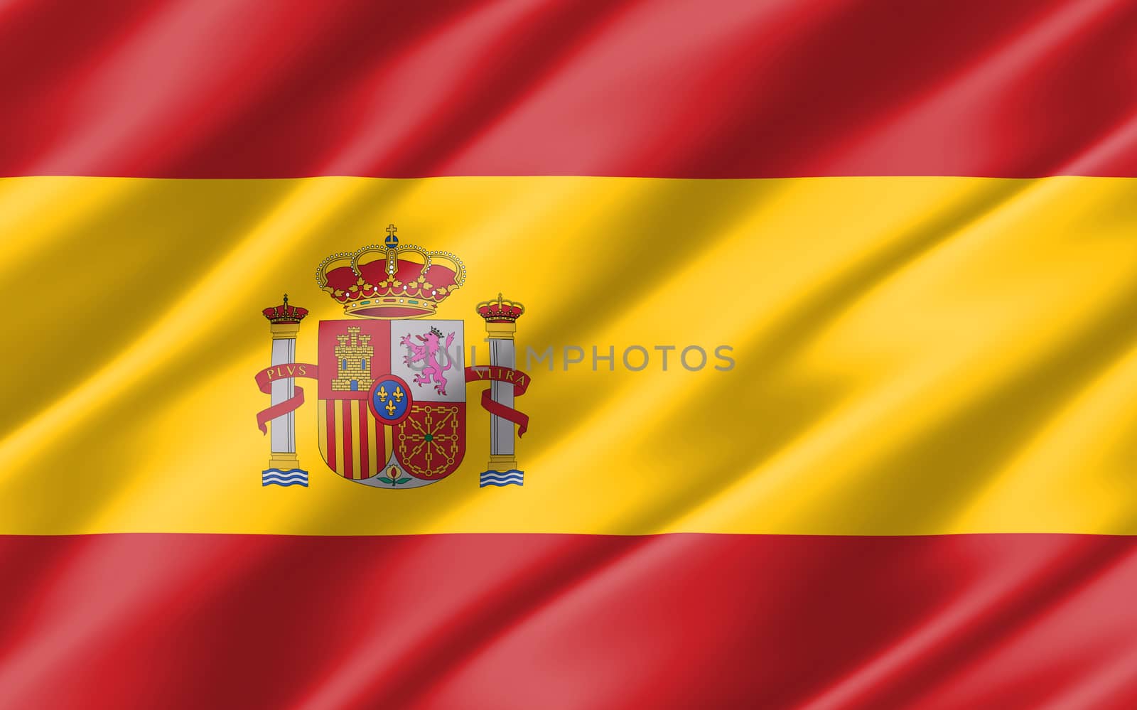 Silk wavy flag of Spain graphic. Wavy Spanish flag illustration. Rippled Spain country flag is a symbol of freedom, patriotism and independence. by Skylark