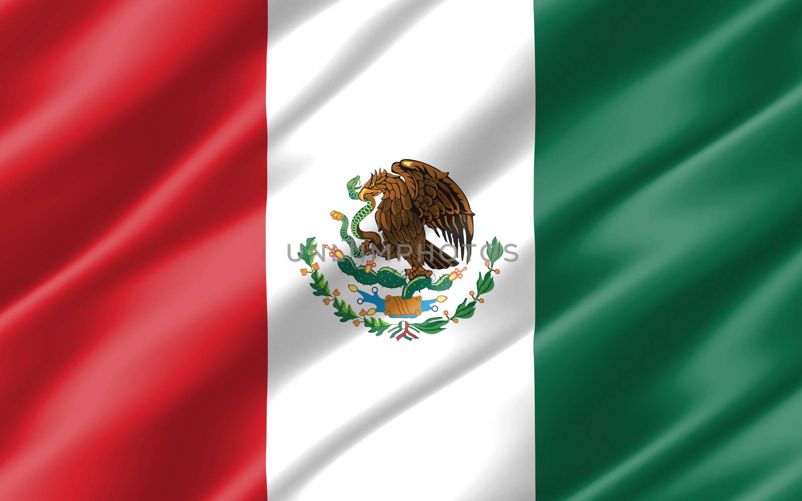 Silk wavy flag of Mexico graphic. Wavy Mexican flag illustration. Rippled Mexico country flag is a symbol of freedom, patriotism and independence. by Skylark
