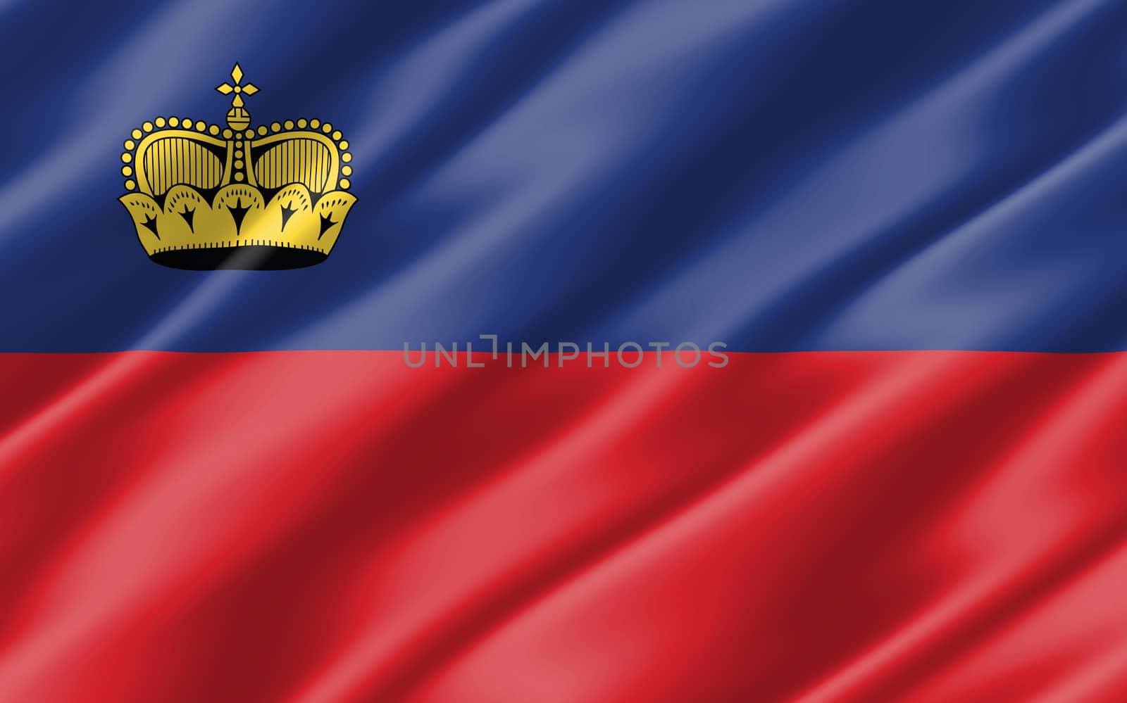 Silk wavy flag of Liechtenstein graphic. Wavy Liechtensteiner flag illustration. Rippled Liechtenstein country flag is a symbol of freedom, patriotism and independence. by Skylark