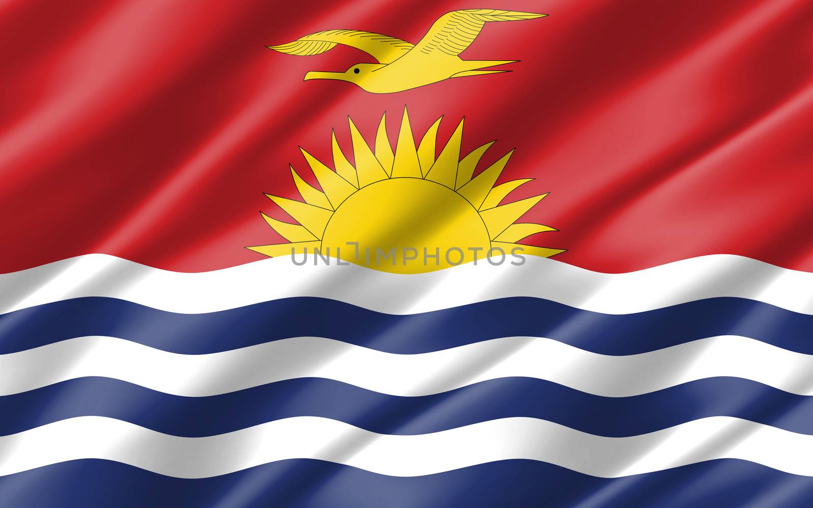 Silk wavy flag of Kiribati graphic. Wavy I-Kiribati flag illustration. Rippled Kiribati country flag is a symbol of freedom, patriotism and independence. by Skylark
