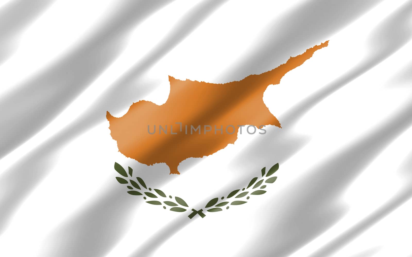 Silk wavy flag of Cyprus graphic. Wavy Cypriot flag illustration. Rippled Cyprus country flag is a symbol of freedom, patriotism and independence.