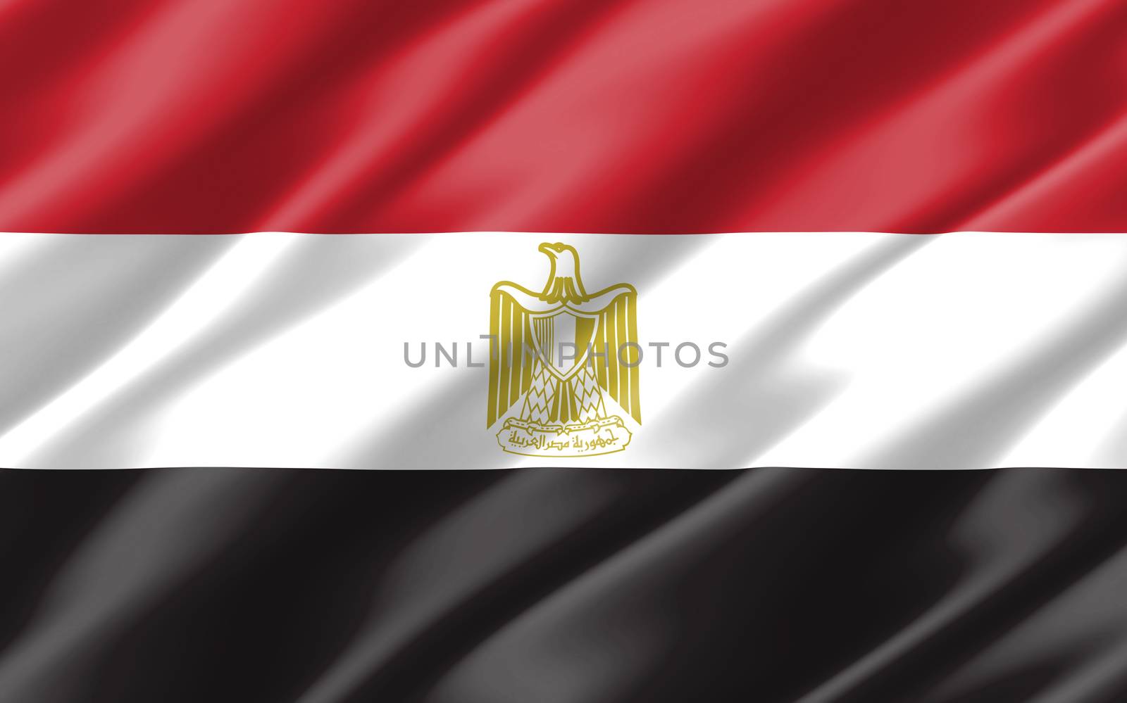 Silk wavy flag of Egypt graphic. Wavy Egyptian flag illustration. Rippled Egypt country flag is a symbol of freedom, patriotism and independence. by Skylark