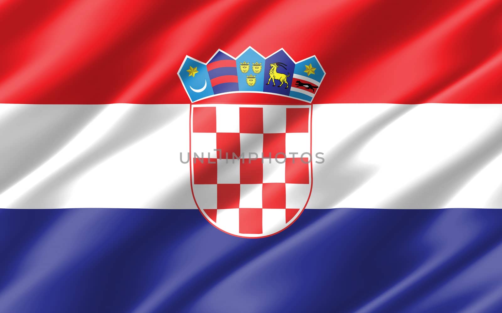 Silk wavy flag of Croatia graphic. Wavy Croatian flag illustration. Rippled Croatia country flag is a symbol of freedom, patriotism and independence. by Skylark