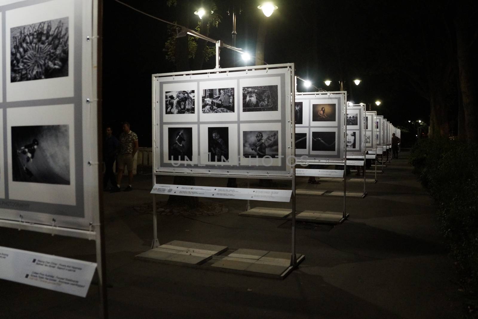 open-air photo exhibition in the park in the evening by Annado