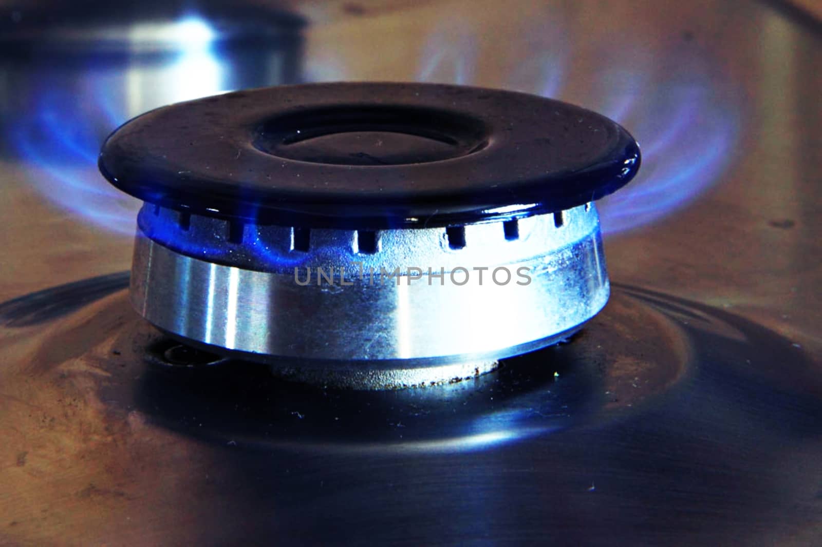 Close-up of gas stove flame by balage941