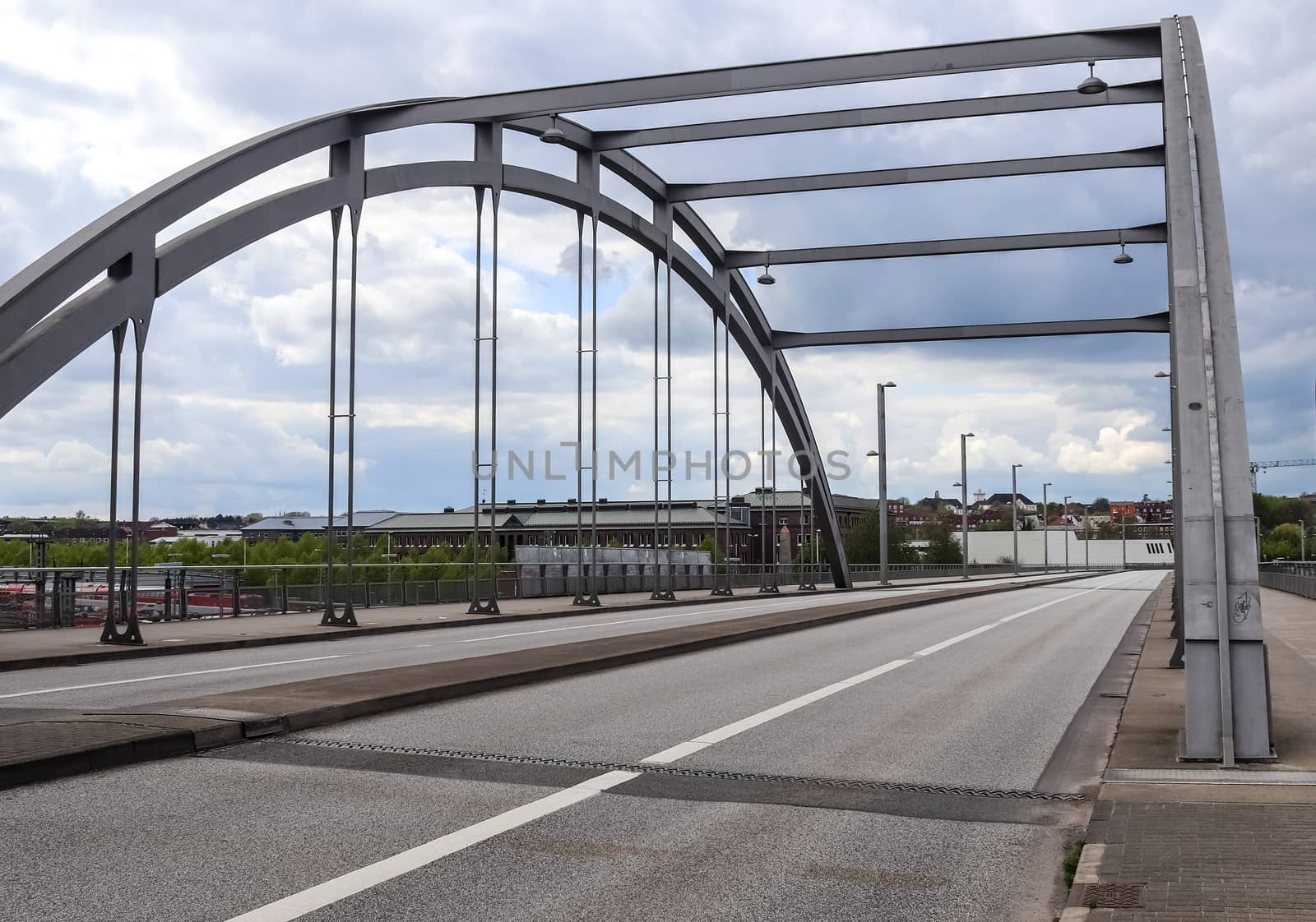 Empty bridge in the streets of Kiel in Germany during the corona virus quarantine